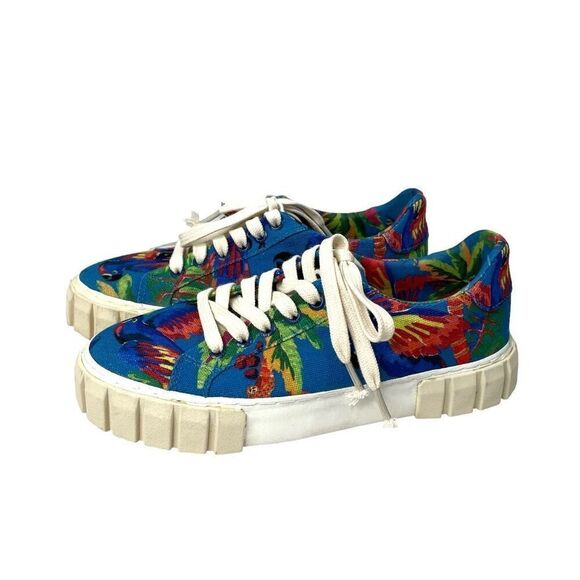 FARM Rio Shoes - NEW FARM RIO‎ Blue Macaw Flatform Sneakers Size 7.5 parrot tropical print